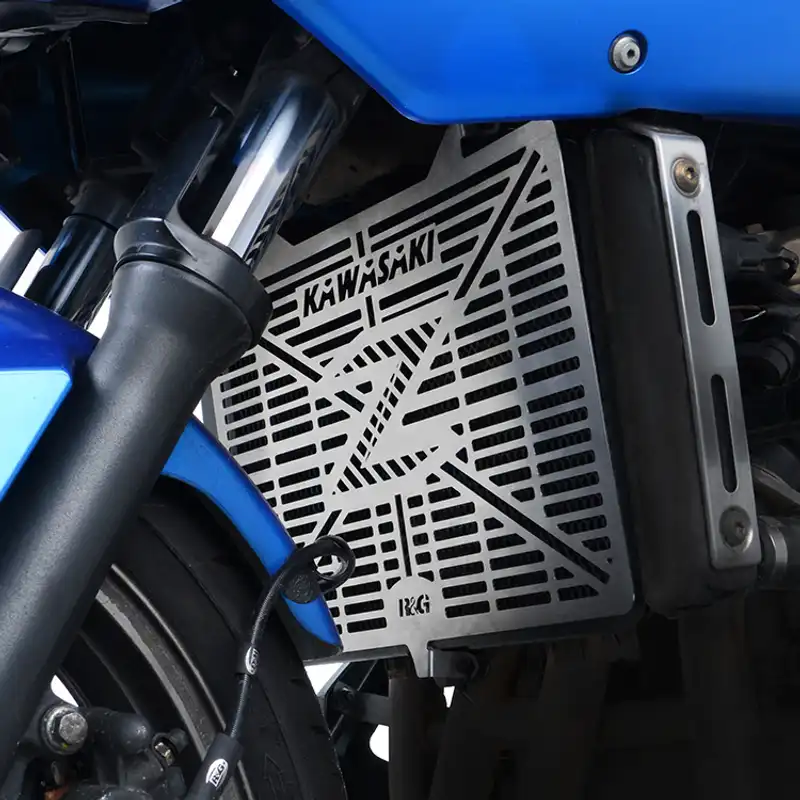 Branded Radiator Guard For Kawasaki Z750/R '07-, Z1000 '10- '24, Z800, Z1000SX, VERSYS 1000 '13-'19 & Ninja 1000SX '20- '24