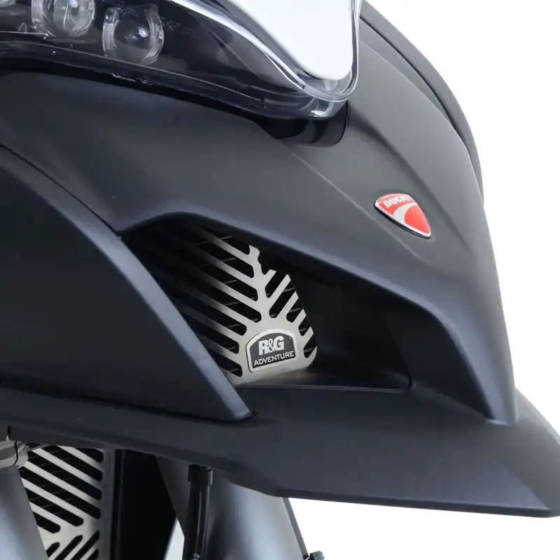 Stainless Oil Cooler Guard for the Ducati Multistrada V2(S) '22- '24, Ducati Multistrada 1200/S '15-, Enduro, Multistrada 950 '17- '21/ 950S '19- '21 models & Multistrada 1260 '18- models